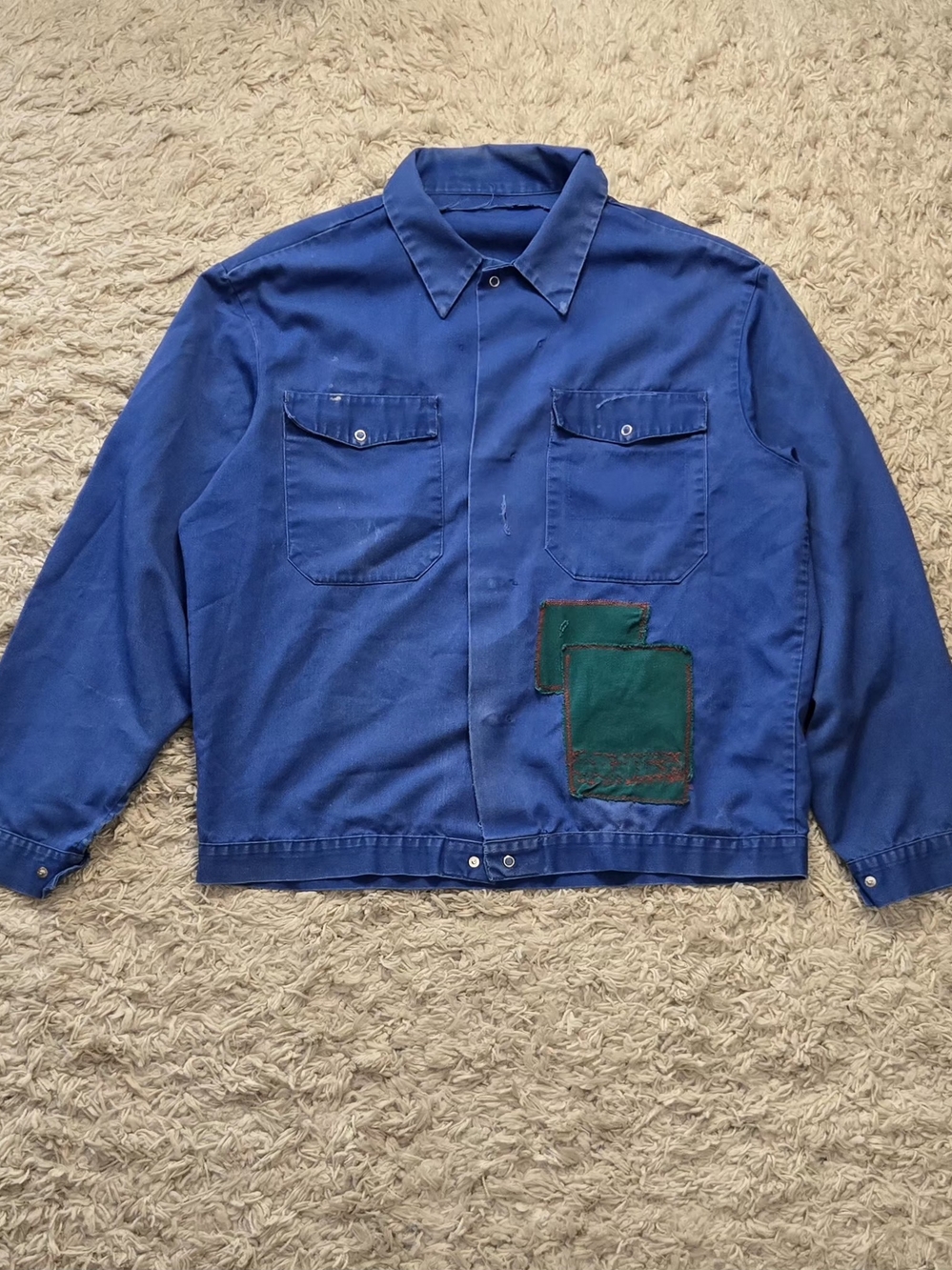 VTG 80s French Repaired Workwear Shirt L